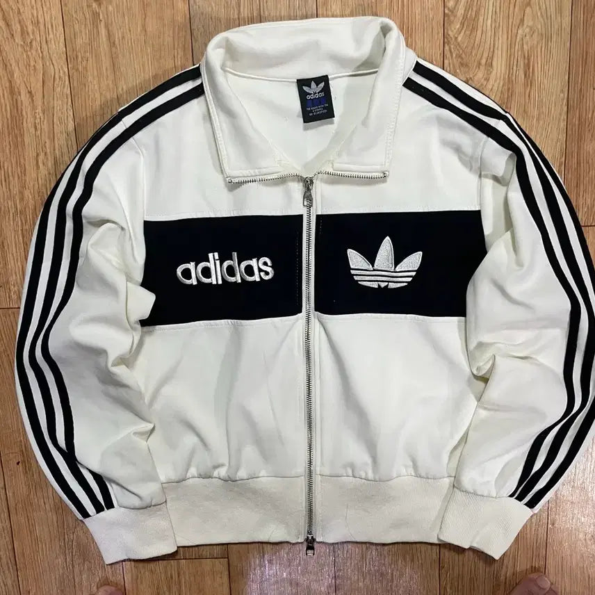 [BUNJANG] Adidas Track Top Jacket / 아디다스 화이트 블랙 트랙탑 져지 집업 자켓 대장