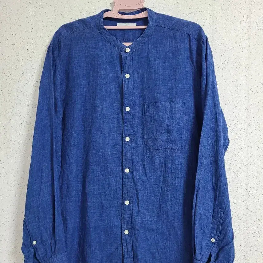 [SOLD OUT] 유니클로 헨리넥 린넨 셔츠 블루 긴팔