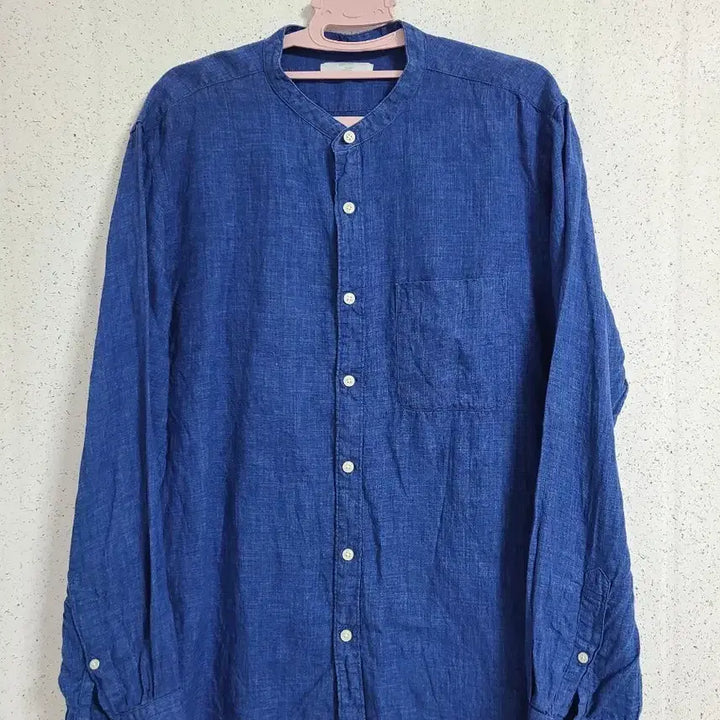[SOLD OUT] 유니클로 헨리넥 린넨 셔츠 블루 긴팔