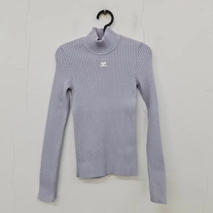 [BUNJANG] Courreges 22 Logo Patch Ribbed Turtleneck Knit Sweater (M) / 꾸레쥬 매장판 22 로고 패치 골지 터틀넥 니트 스웨터 M