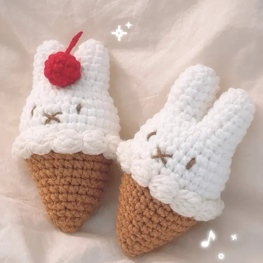 [BUNJANG] Miffy Ice Cream Knitted Doll with Optional Keyring / 미피 아이스크림 뜨개 인형 (키링가능)