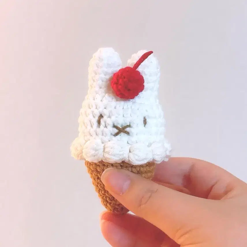 [BUNJANG] Miffy Ice Cream Knitted Doll with Optional Keyring / 미피 아이스크림 뜨개 인형 (키링가능)