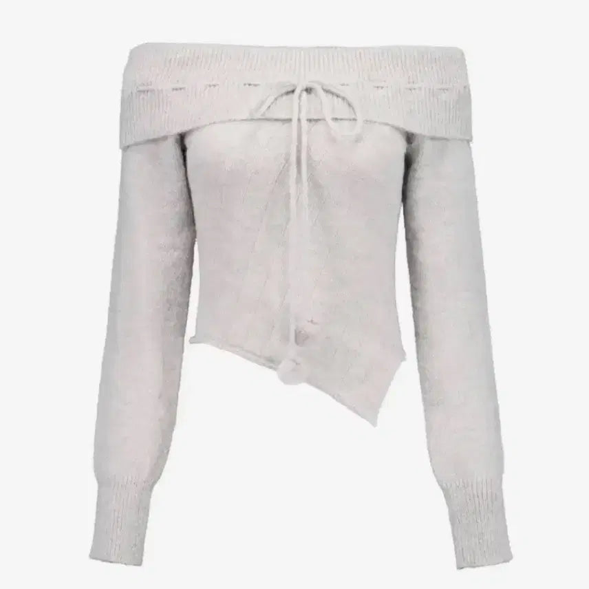 [BUNJANG] Foruring Cotton Candy Off-Shoulder Knit Top - Grey / 포어링 코튼 캔디 오프숄더 니트 그레이 상의 foruring