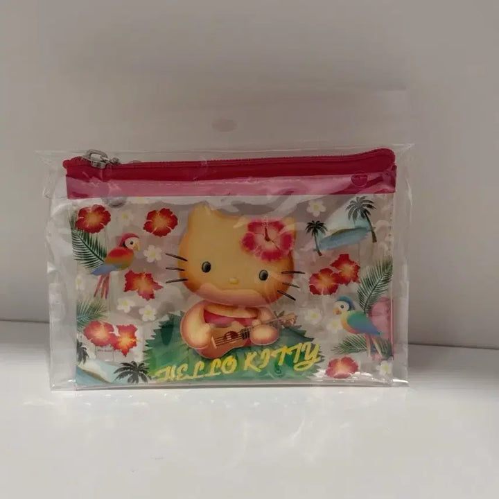 [BUNJANG] Sanrio Hello Kitty 50th Anniversary Hawaiian Transparent Slim Pouch / 산리오 키티 50주년 투명 슬림 파우치 하와이안