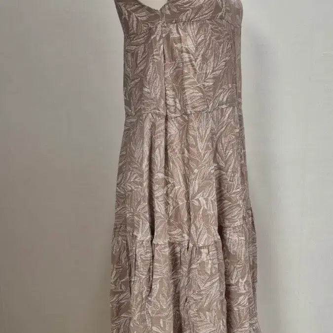 [BUNJANG] Leaf Pattern Sleeveless Long Dress - Size S / 나뭇잎 패턴 민소매 롱 원피스 S 424 op6