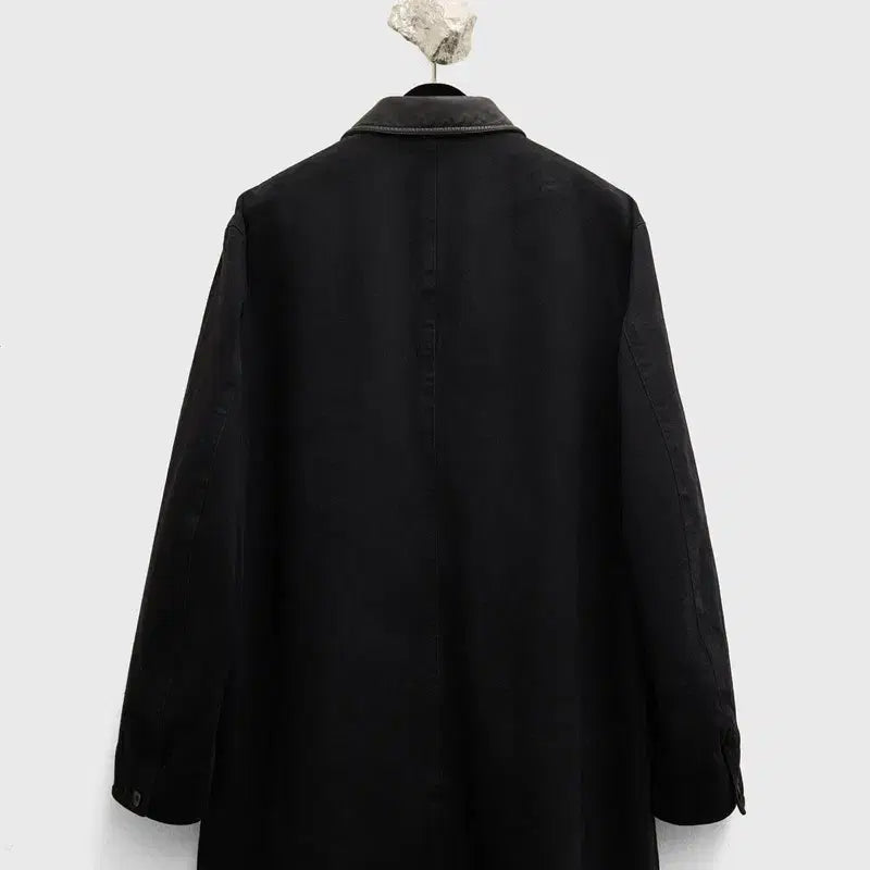 [BUNJANG] Youth Leather Collar Half Denim Coat - L / youth 레더 카라 하프 데님 코트 L