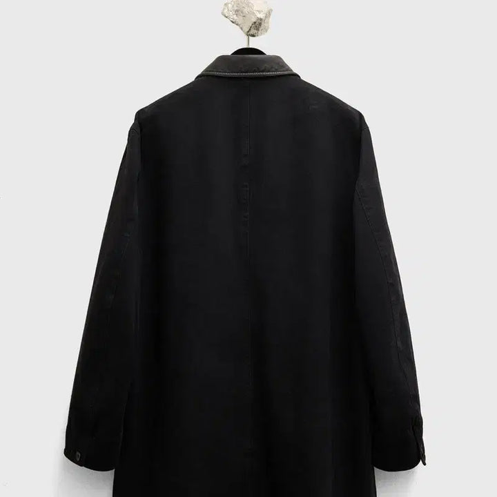 [BUNJANG] Youth Leather Collar Half Denim Coat - L / youth 레더 카라 하프 데님 코트 L