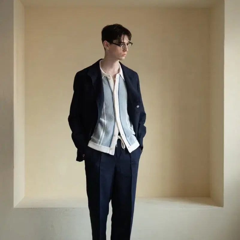 [SOLD OUT] 새상품 피노마레 린넨 테바 자켓 네이비 L