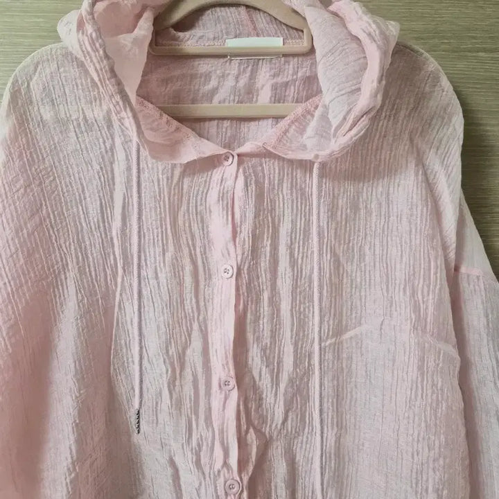 [BUNJANG] Pink See-Through Hooded Shirt / 핑크 후드 셔츠