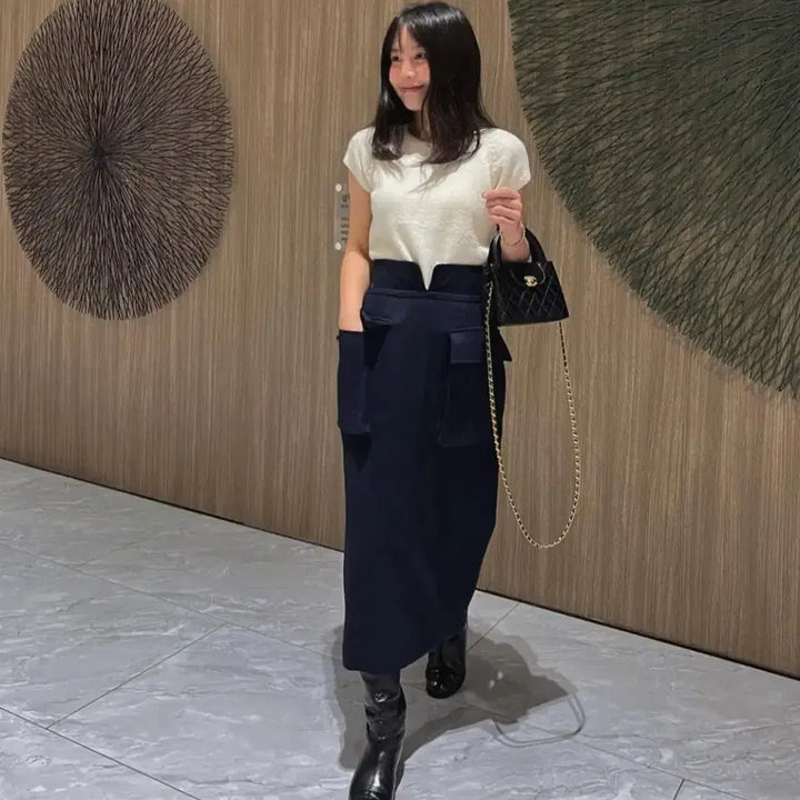 [BUNJANG] Shorts But Stunning Navy Pocket Skirt S / 쇼트벗스터닝 한연아, 네이비 포켓 스커트 S