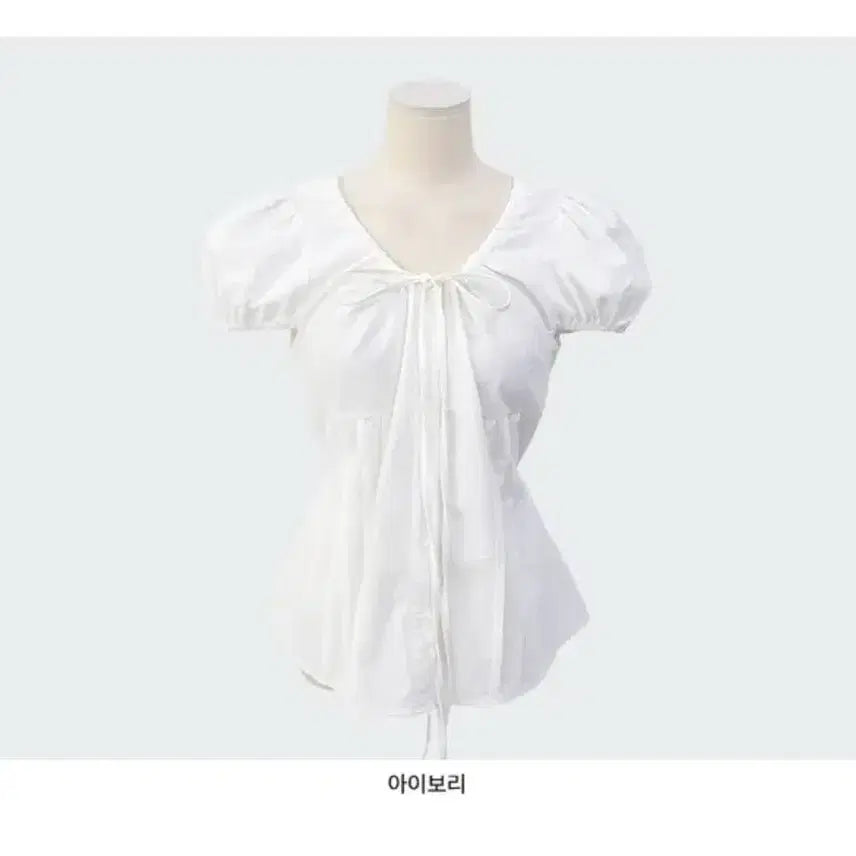 [BUNJANG] Summer Puff Sleeve Ribbon Blouse / (새상품)여름 반발 퍼프 리본 블라우스