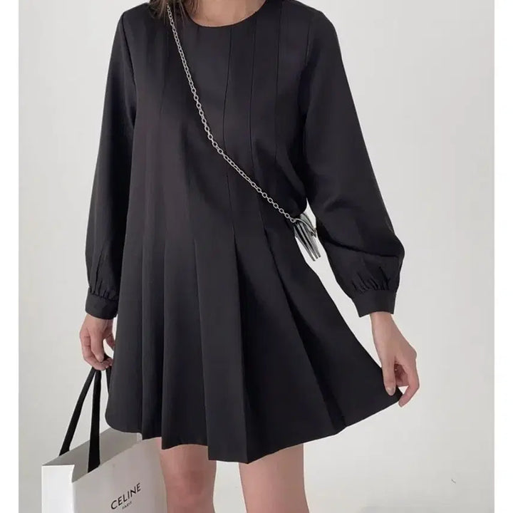 [BUNJANG] Pleated Black Free Size Dress / 플리츠 원피스 블랙 프리사이즈