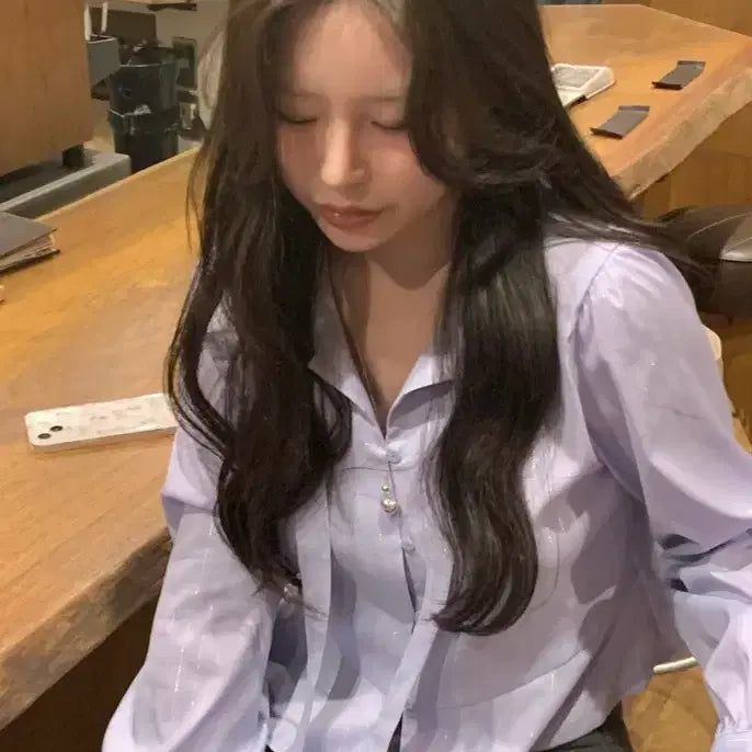 [BUNJANG] Live Our Sandy Tie Blouse - Sky Blue / 새상품)리브아워 샌디 타이 블라우스