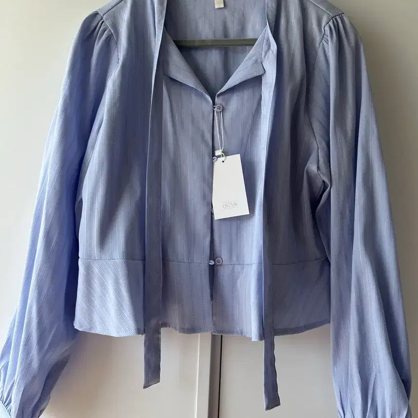 [BUNJANG] Live Our Sandy Tie Blouse - Sky Blue / 새상품)리브아워 샌디 타이 블라우스