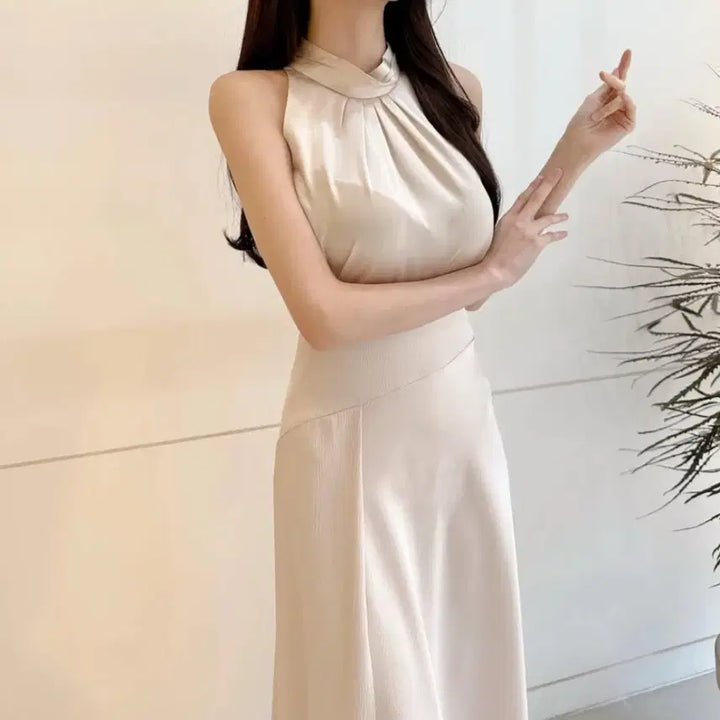 [BUNJANG] Baby Halter Neck Silk Blouse / 새상품)베이비 홀터넥 실크블라우스 핑크베이지