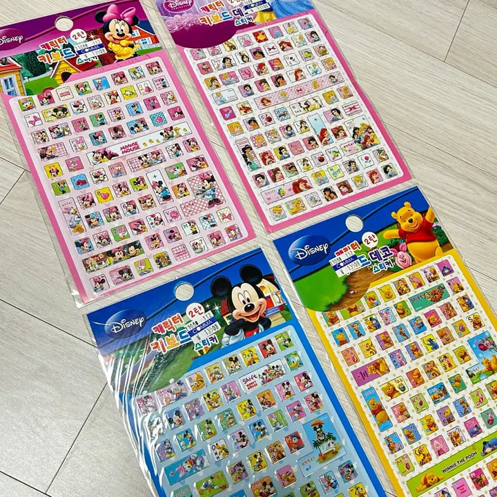 [BUNJANG] Disney Princess Mickey Mouse Winnie the Pooh Character Keyboard Stickers (Vintage Stationery) / 고전문구 디즈니 프린세스 미키마우스 곰돌이 푸 캐릭터 키보드 스티커
