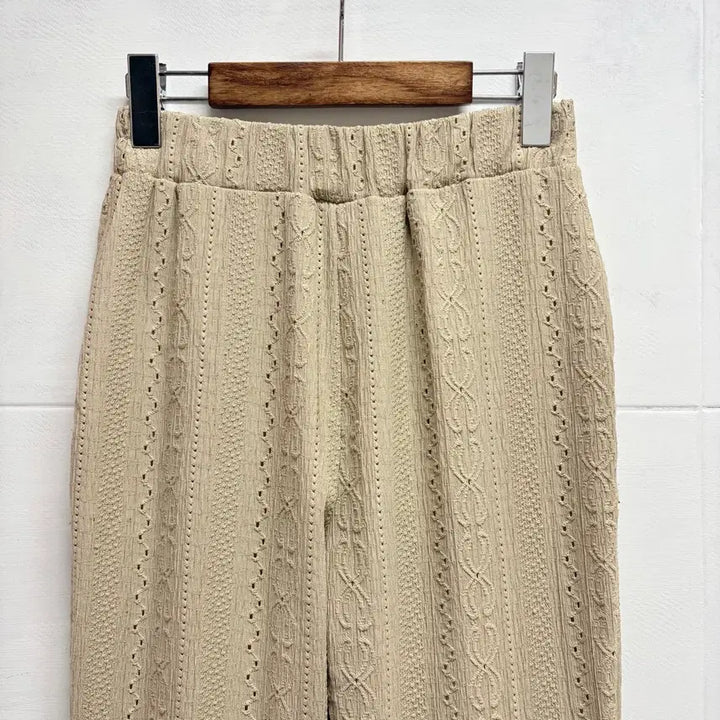 [BUNJANG] Beige Perforated Layered Bending Bootcut Pants L / 베이지 펀칭 레이어드 밴딩 부츠컷 팬츠 L JPN