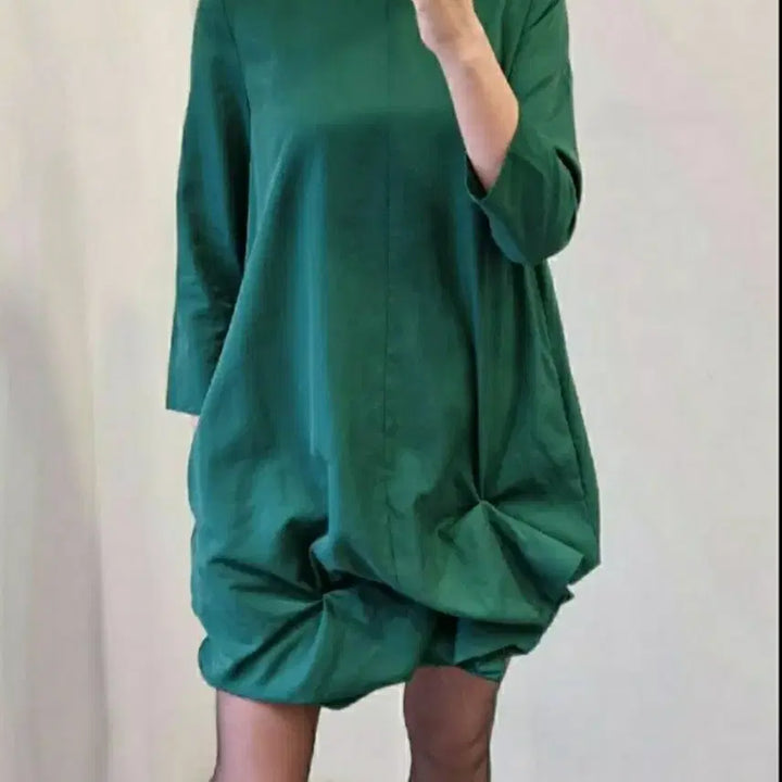 [BUNJANG] COS Deep Green Satin Volume Dress EUR32 / (새옷) 코스 cos 딥그린 새틴 볼륨 원피스 EUR32(44.55)