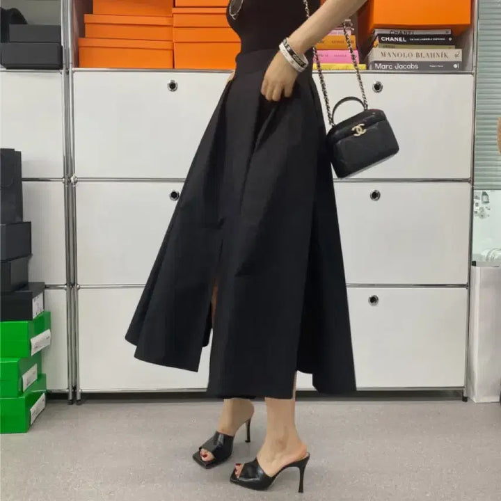 [BUNJANG] Myico Classic Bell-Line Skirt - Black M / [마이아이코] 클래식 벨라인 스커트 - 블랙 M