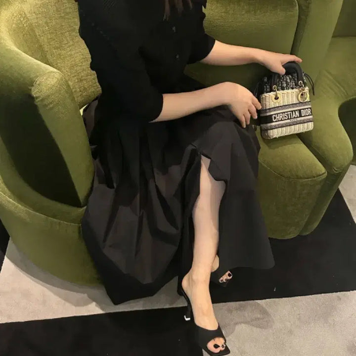 [BUNJANG] Myico Classic Bell-Line Skirt - Black M / [마이아이코] 클래식 벨라인 스커트 - 블랙 M