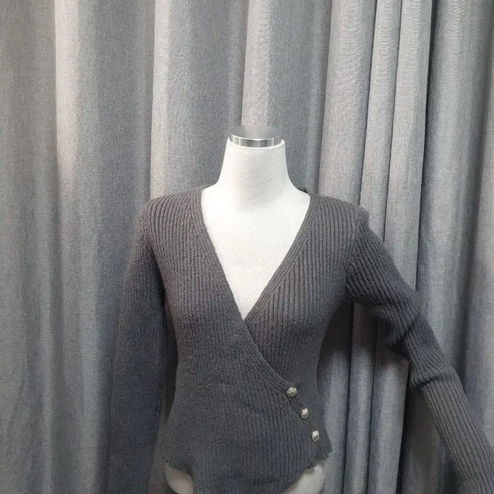 [BUNJANG] Charcoal Wrap Knit Top / 차콜 랩 니트