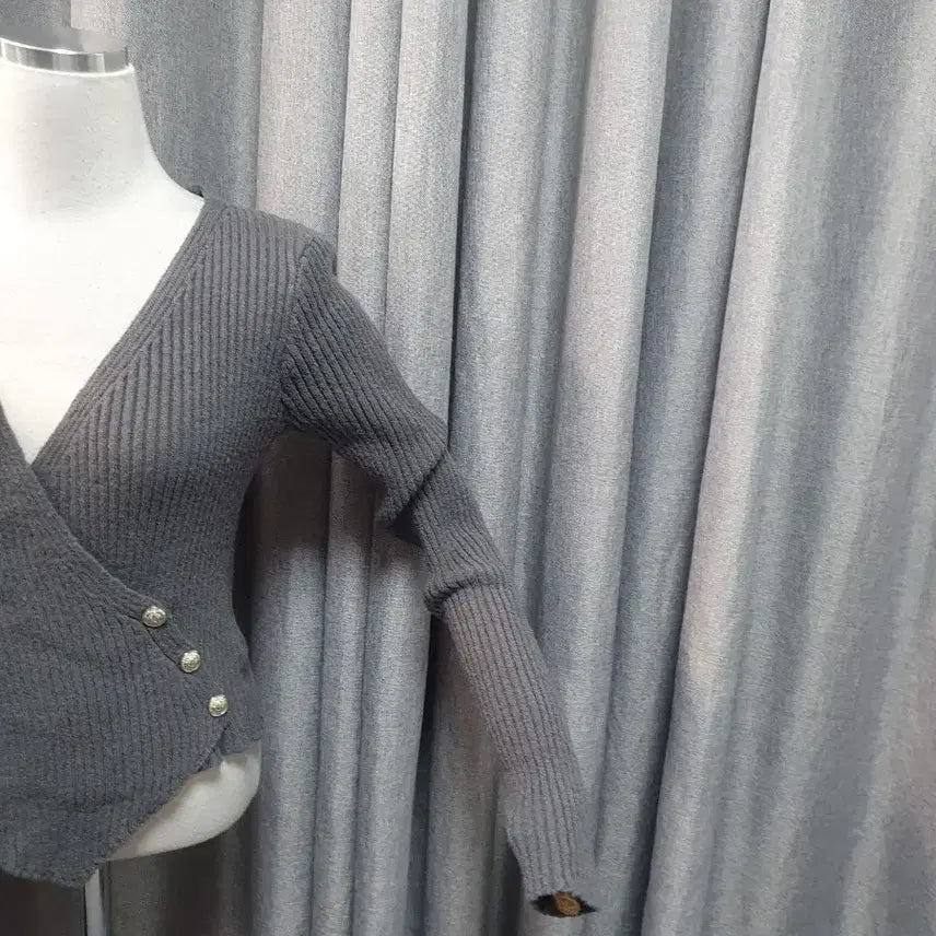 [BUNJANG] Charcoal Wrap Knit Top / 차콜 랩 니트