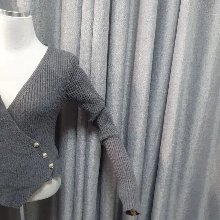 [BUNJANG] Charcoal Wrap Knit Top / 차콜 랩 니트