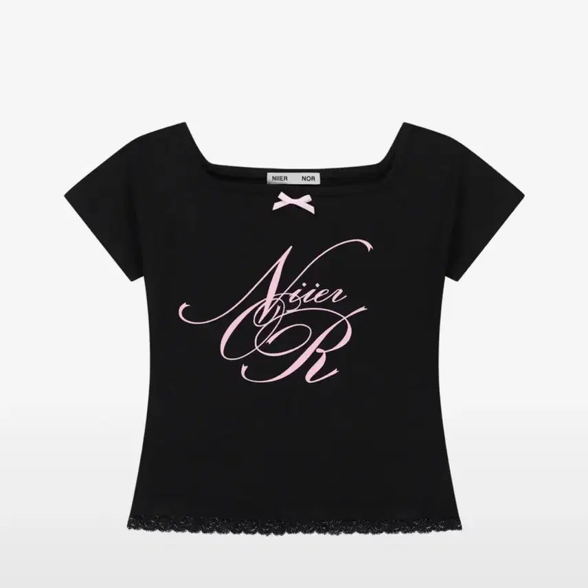 [BUNJANG] Near-Noir Lace Off-Shoulder Crop Top / 니어노어 레이스 오프숄더 크롭탑 블랙 반팔