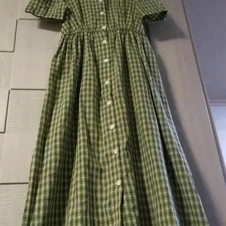 [BUNJANG] Green Check Long Dress / 그린 체크 롱원피스