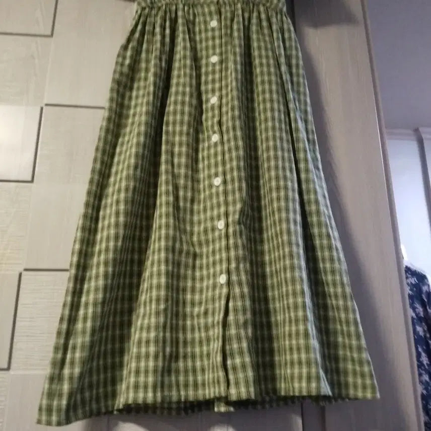 [BUNJANG] Green Check Long Dress / 그린 체크 롱원피스