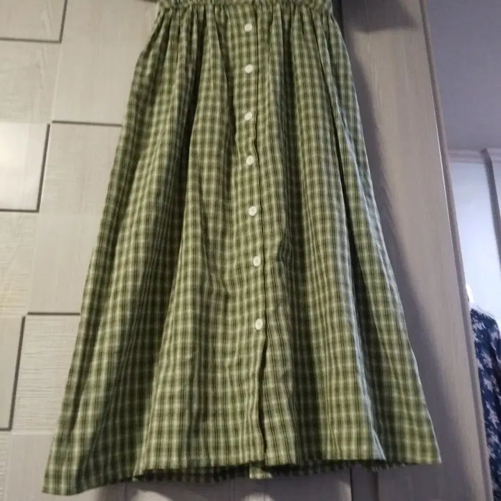 [BUNJANG] Green Check Long Dress / 그린 체크 롱원피스