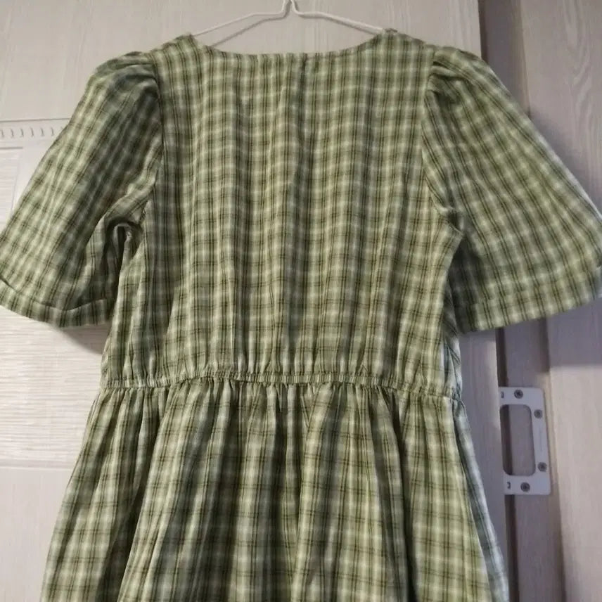 [BUNJANG] Green Check Long Dress / 그린 체크 롱원피스