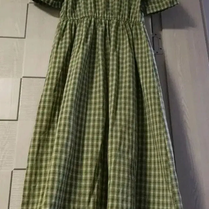 [BUNJANG] Green Check Long Dress / 그린 체크 롱원피스