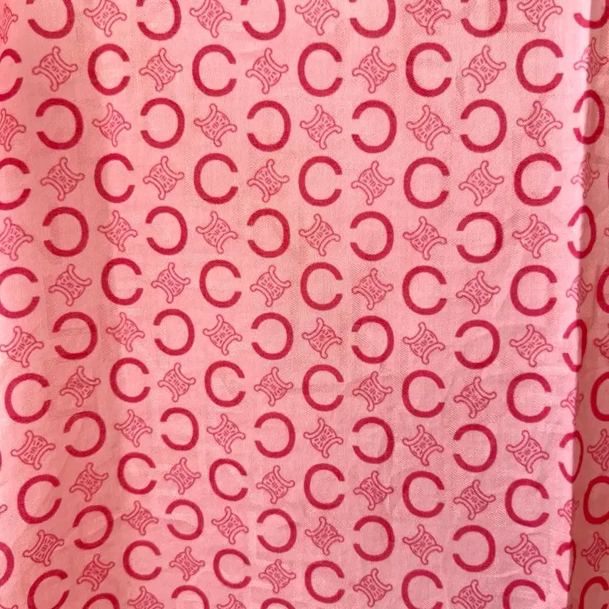 [BUNJANG] Celine Pink Monogram Cotton Scarf / 셀린느 핑크 모노그램 코튼 스카프