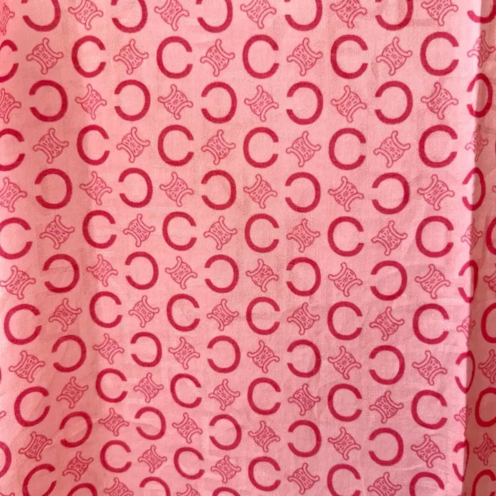 [BUNJANG] Celine Pink Monogram Cotton Scarf / 셀린느 핑크 모노그램 코튼 스카프