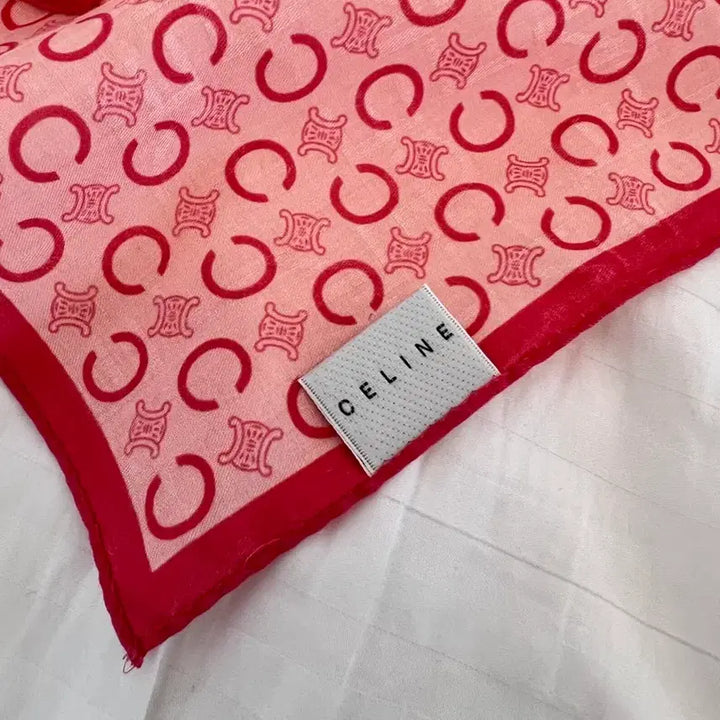 [BUNJANG] Celine Pink Monogram Cotton Scarf / 셀린느 핑크 모노그램 코튼 스카프