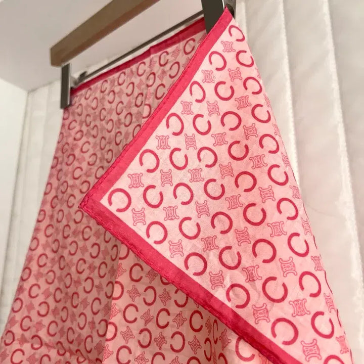 [BUNJANG] Celine Pink Monogram Cotton Scarf / 셀린느 핑크 모노그램 코튼 스카프