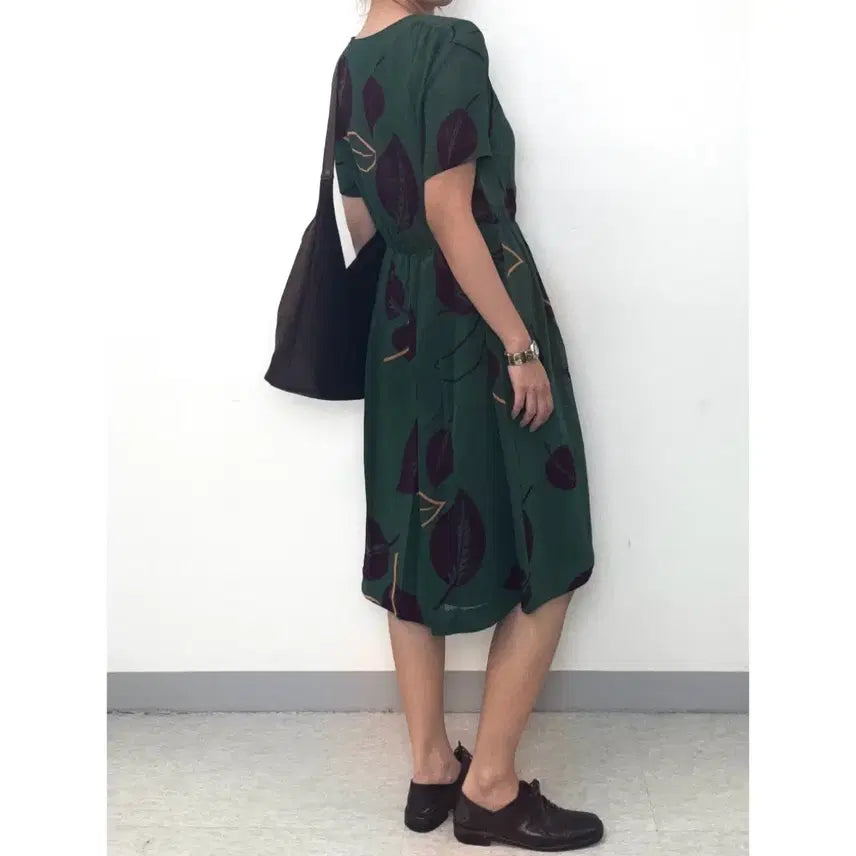 [BUNJANG] CHALET BLANC Vintage Green Ethnic Short Sleeve Dress / 일본빈티지 히피 에스닉 그린 반팔 원피스