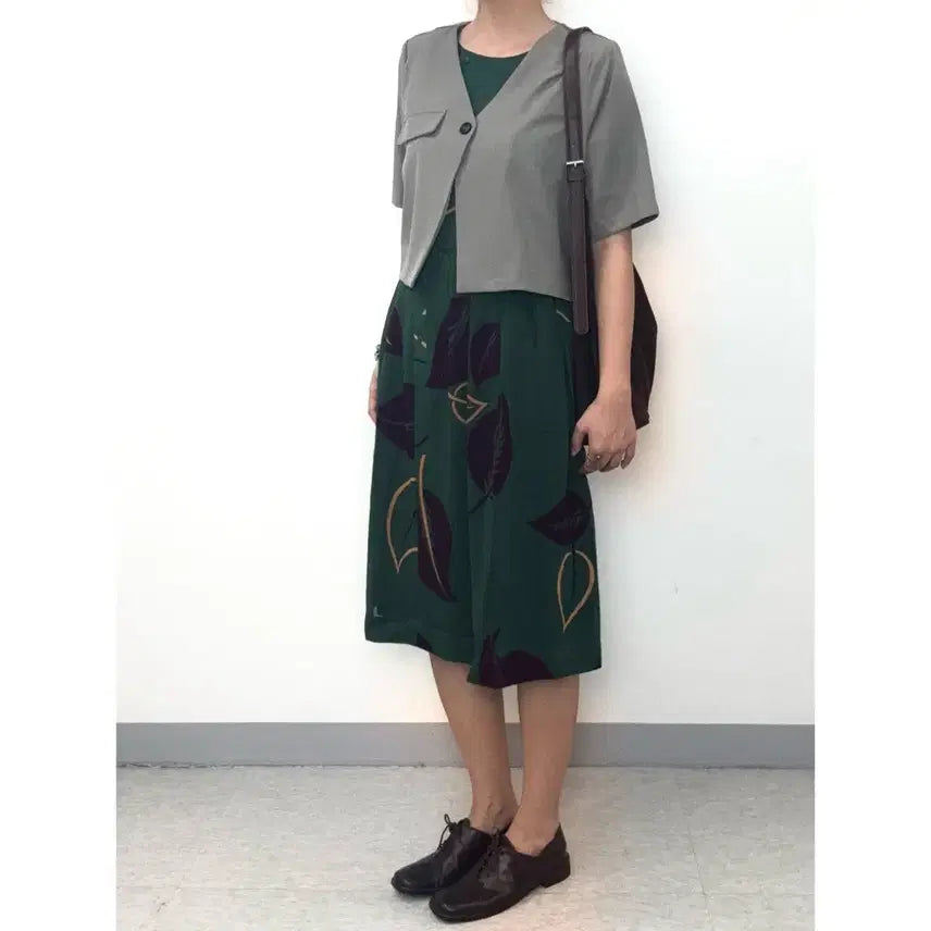 [BUNJANG] CHALET BLANC Vintage Green Ethnic Short Sleeve Dress / 일본빈티지 히피 에스닉 그린 반팔 원피스