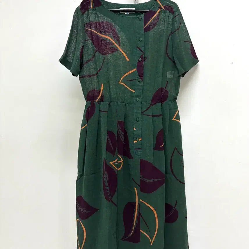 [BUNJANG] CHALET BLANC Vintage Green Ethnic Short Sleeve Dress / 일본빈티지 히피 에스닉 그린 반팔 원피스