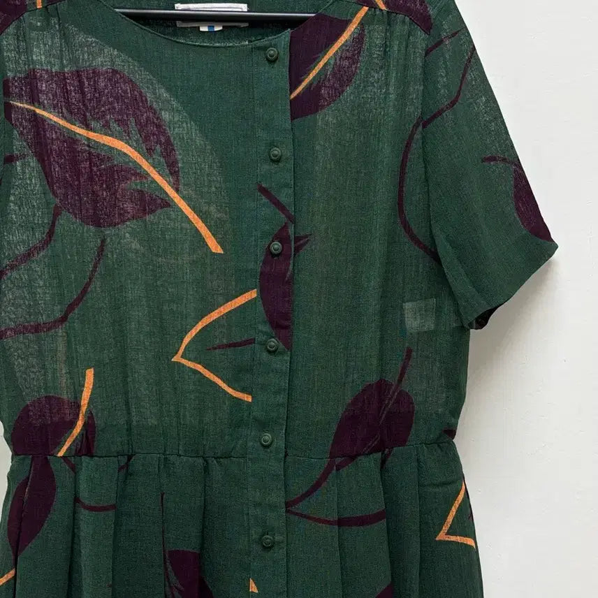 [BUNJANG] CHALET BLANC Vintage Green Ethnic Short Sleeve Dress / 일본빈티지 히피 에스닉 그린 반팔 원피스