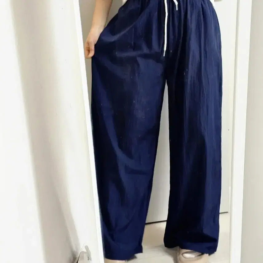 [BUNJANG] Washa Textured Wide Leg Pants / 와샤 밴딩 와이드바지