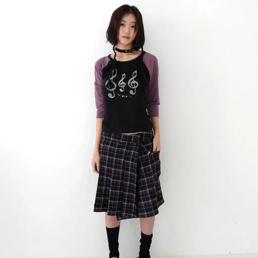 [BUNJANG] In&amp;Yang In Harmony Checkered Wrap Skirt / 인앤양인하모니 체크 랩 스커트