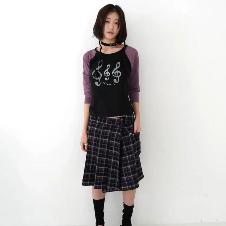 [BUNJANG] In&amp;Yang In Harmony Checkered Wrap Skirt / 인앤양인하모니 체크 랩 스커트