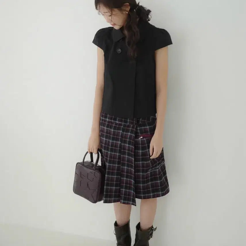 [BUNJANG] In&amp;Yang In Harmony Checkered Wrap Skirt / 인앤양인하모니 체크 랩 스커트