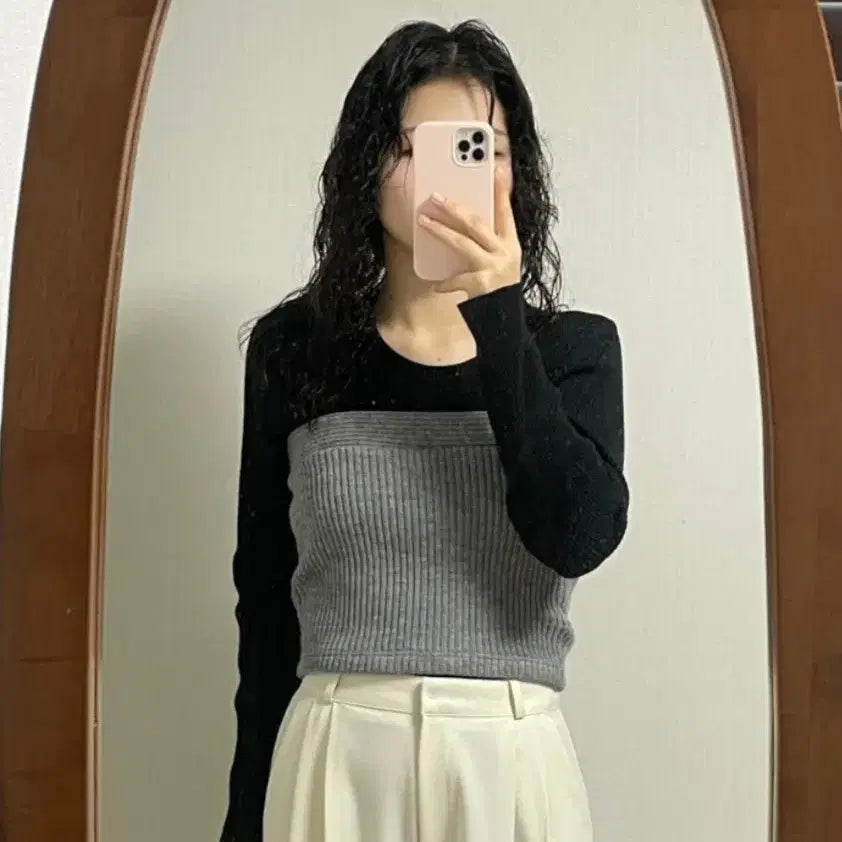 [BUNJANG] The Berlin Layered Knit Top Gray Tank Top / (원가2.9) 더베를린 레이어드 니트탑 (그레이) 탱크탑 차콜 그레이 출