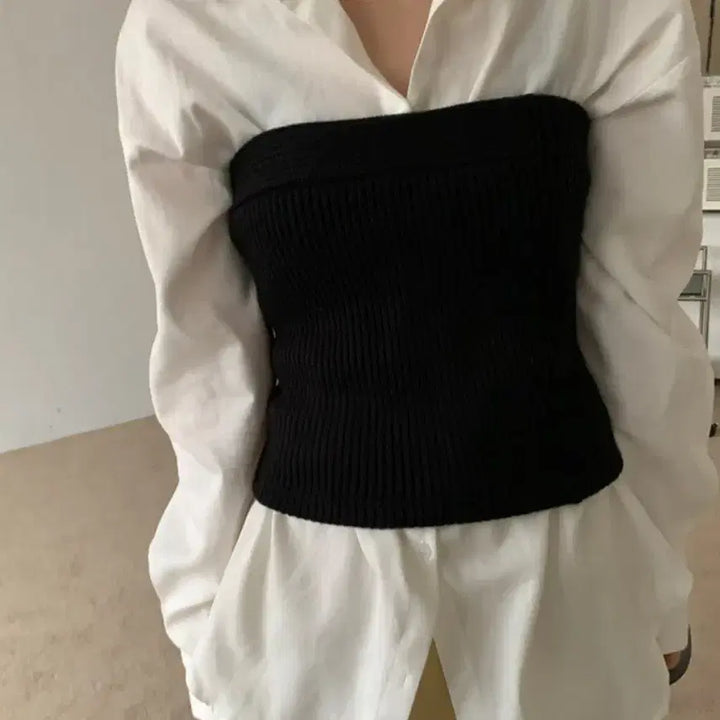 [BUNJANG] The Berlin Layered Knit Top Gray Tank Top / (원가2.9) 더베를린 레이어드 니트탑 (그레이) 탱크탑 차콜 그레이 출
