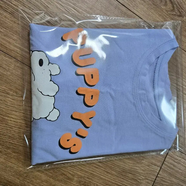 [BUNJANG] Unbranded Puppy Print Light Blue Cotton Blend T-Shirt / 퍼피 프린팅 라이트블루 면스판혼방  티셔츠
