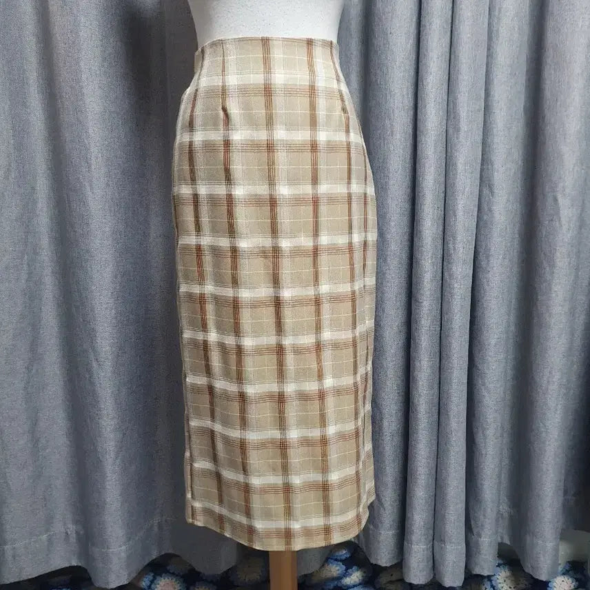 [BUNJANG] Banding Check Long Skirt / 밴딩 체크 롱스커트