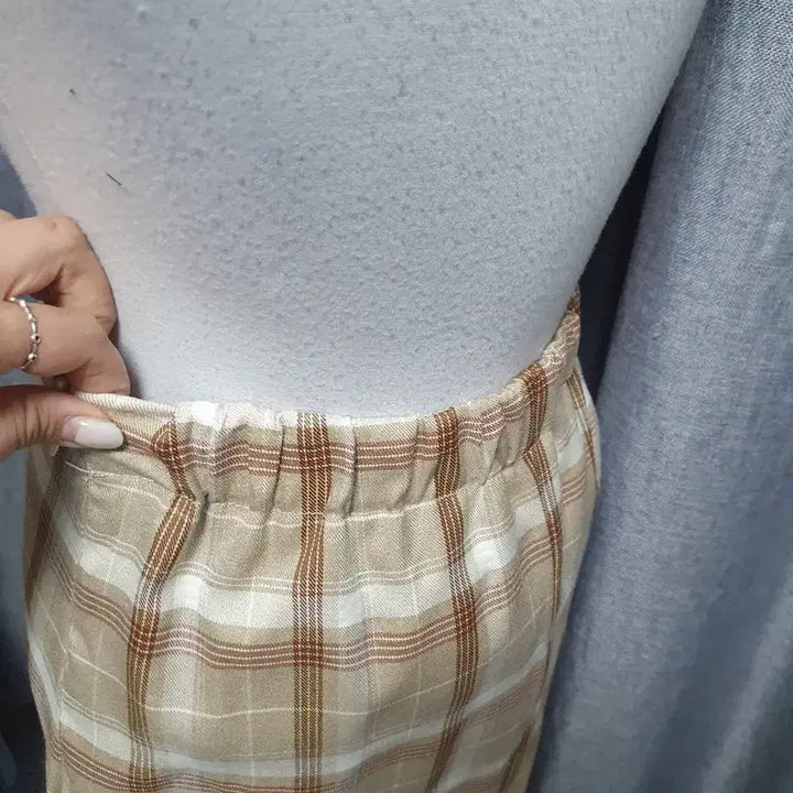[BUNJANG] Banding Check Long Skirt / 밴딩 체크 롱스커트